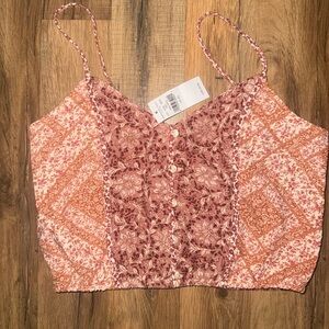 American Eagle Outfitters Pink and Orange Patterned Tank Top NWT
